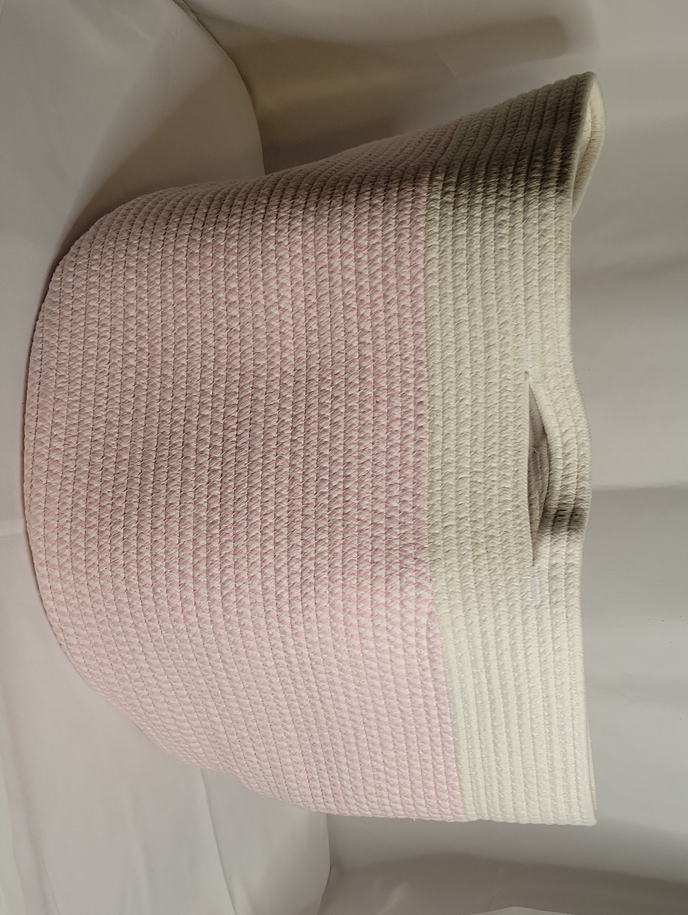 Unknown Brand Pink and Cream Woven Storage Basket